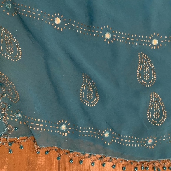 Surface Blue Beaded Rhinestone Scarf - Picture 2 of 9